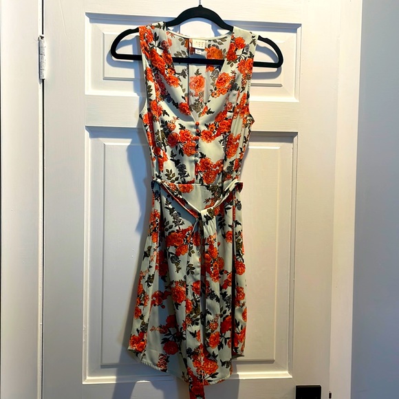 A New Day Floral Dress in Mint Green and Coral - Picture 2 of 6